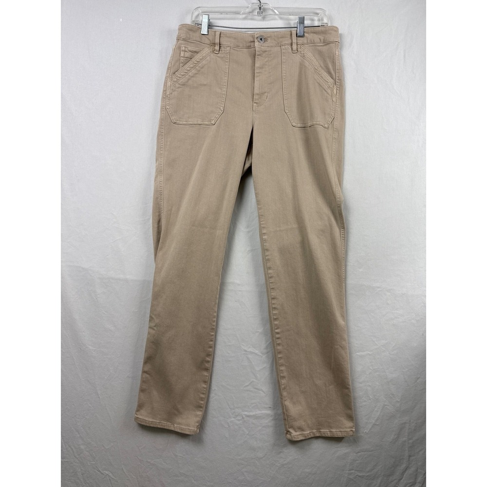 J. Jill Denim Pants Womens 12 Tan High Rise Straight Leg Ankle Patch Pocket